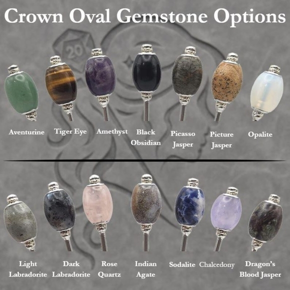 💎 Natural Gemstone Crown Oval Stainless Steel Hair Stick For Epic Updo Styles - Picture 3 of 11